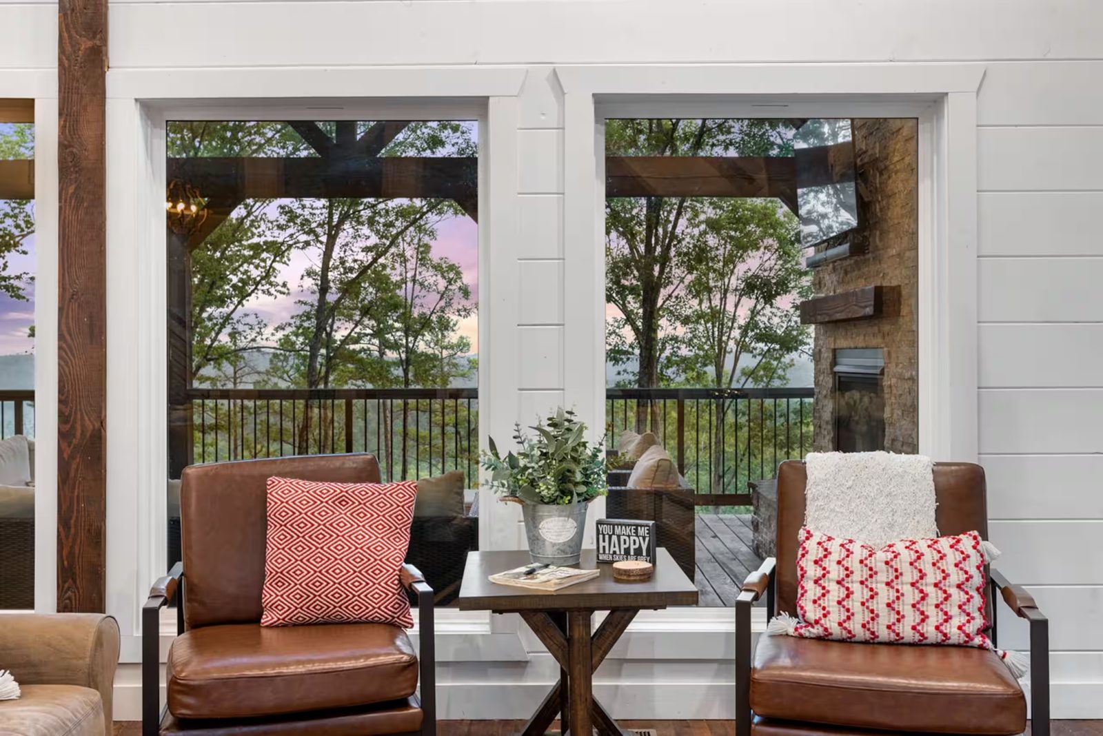 Two chairs pulled up to the view windows.